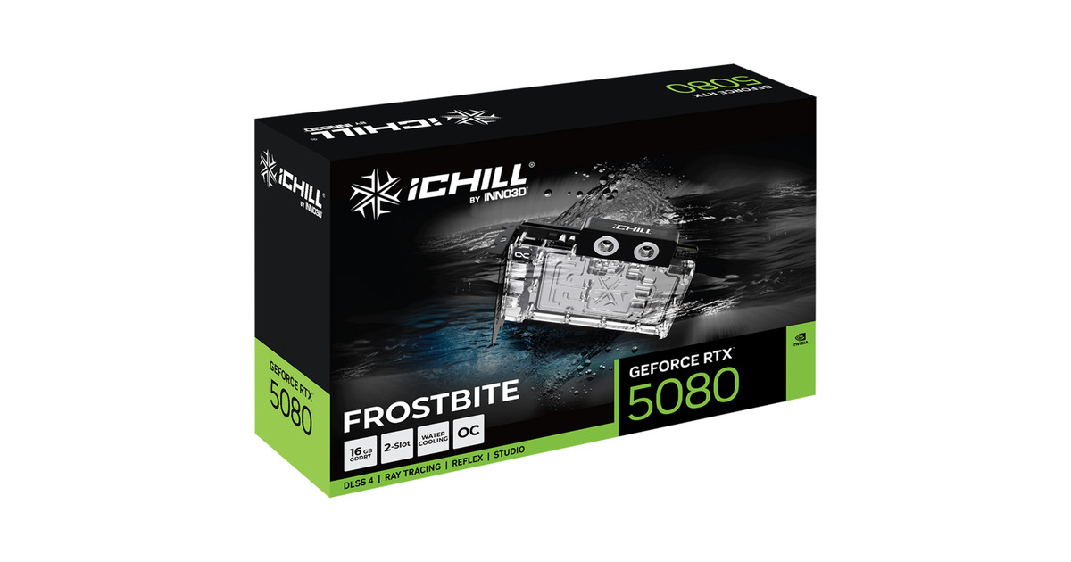 INNO3DGeForce RTX 5080 ICHILL FROSTBITE grafische kaart  (DLSS 4, 3x DisplayPort, 1x HDMI 2.1)