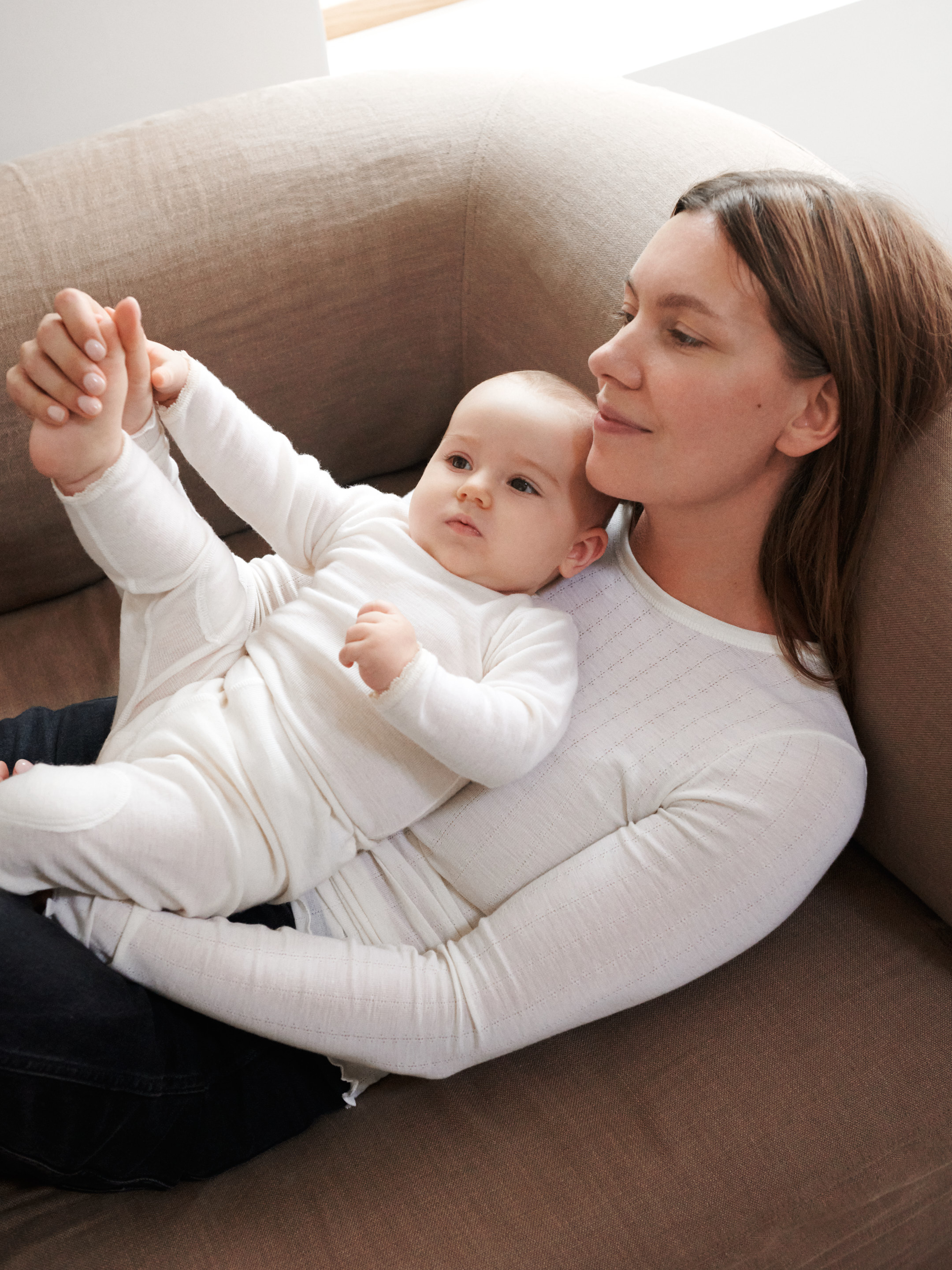 Romper met lange mouw van merinowol voor baby’s