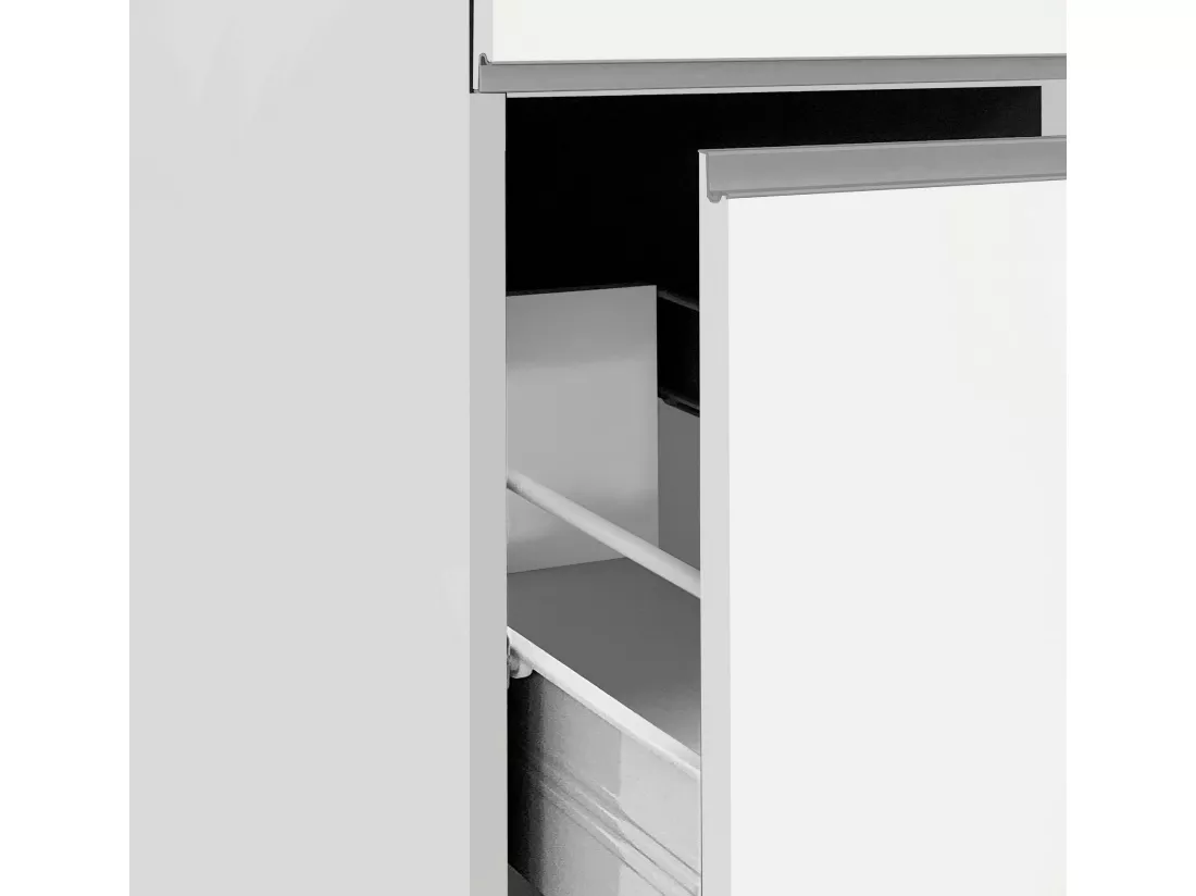 Buffet de Cuisine Dcasiragh, Armoire polyvalente, Meuble de kitchenette, Support réfrigérateur multifonctionnel, 100% Made in Italy, 30x60h165 cm, Blanc brillant et ardoise