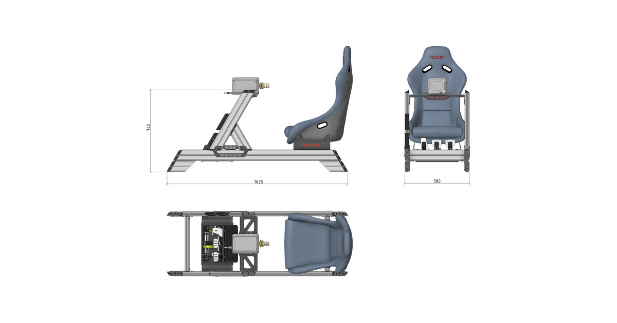 Res-TechSmart Cockpit + GT Seat racing simulator  (Zwart/grijs)