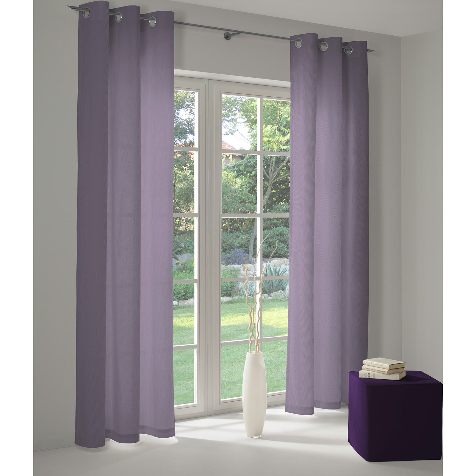 Einzelschal mit Ösen UNI COLLECTION LIGHT - lila - 145x145 cm