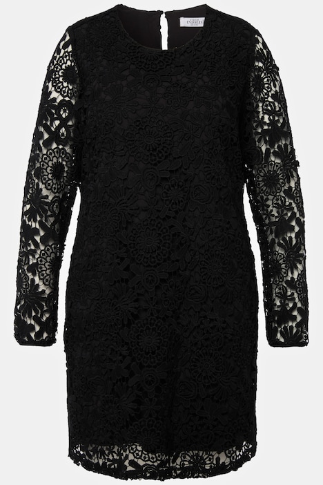 Spitzenkleid, Rundhals, Langarm, doppellagig