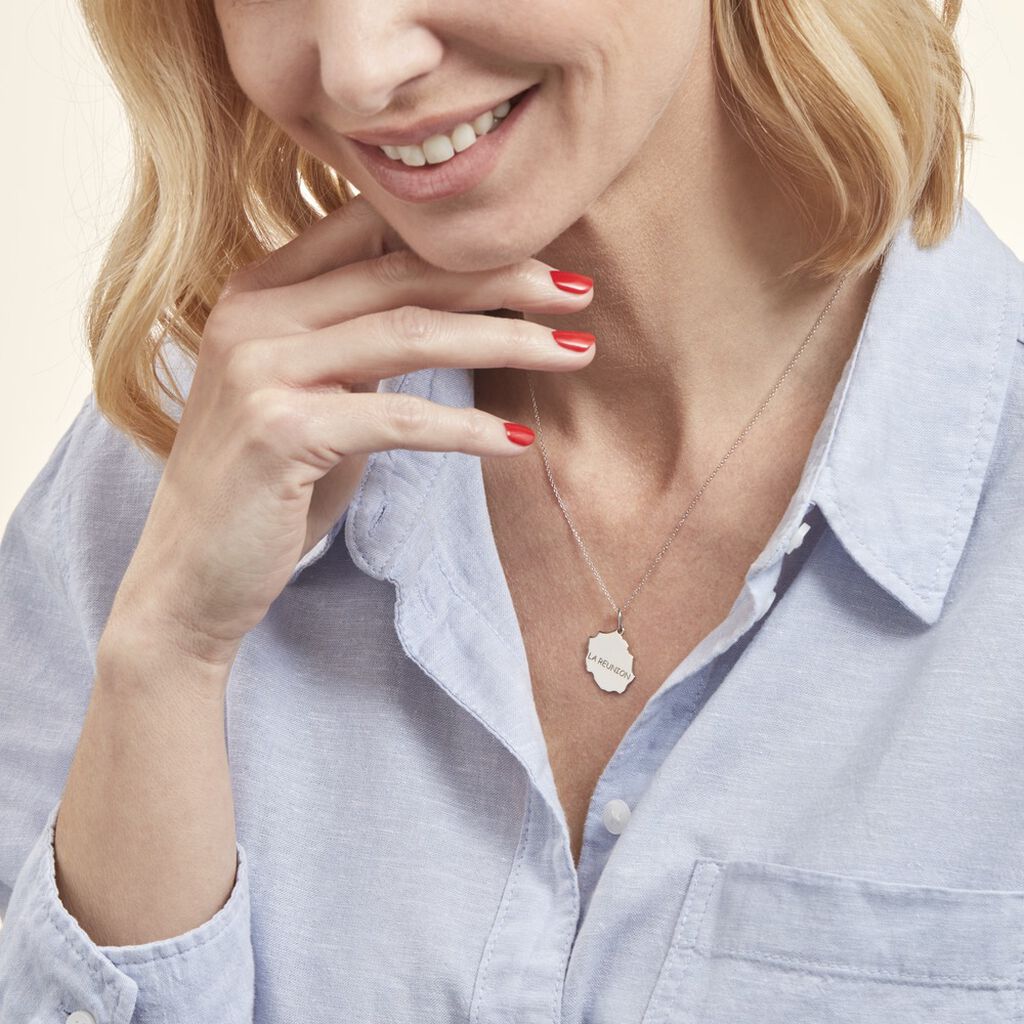 Pendentif Thea Argent Blanc