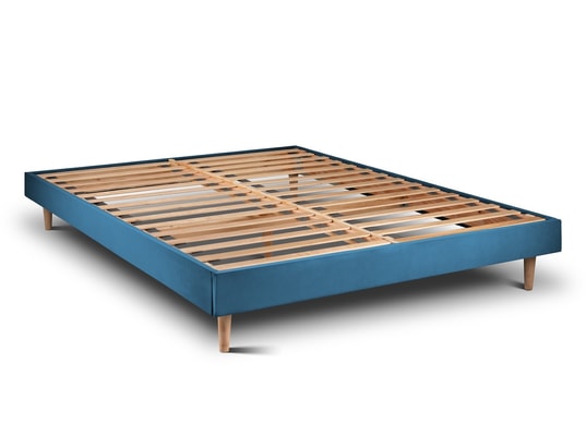 SOMMEIL DE PLOMB - Sommier 160 x 200 Sommier kit velours bleu 160x200 h29cm