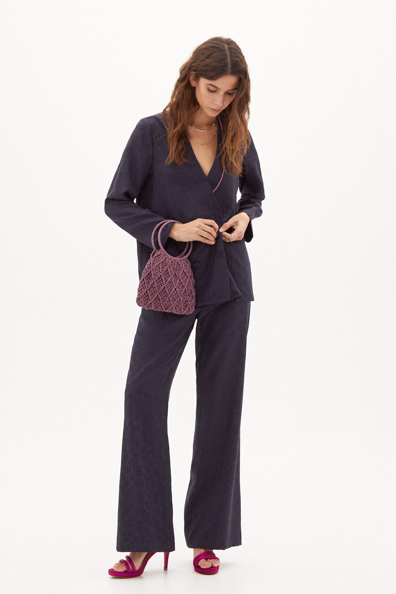 Calça de alfaiataria Paige Jacquard - Azul
