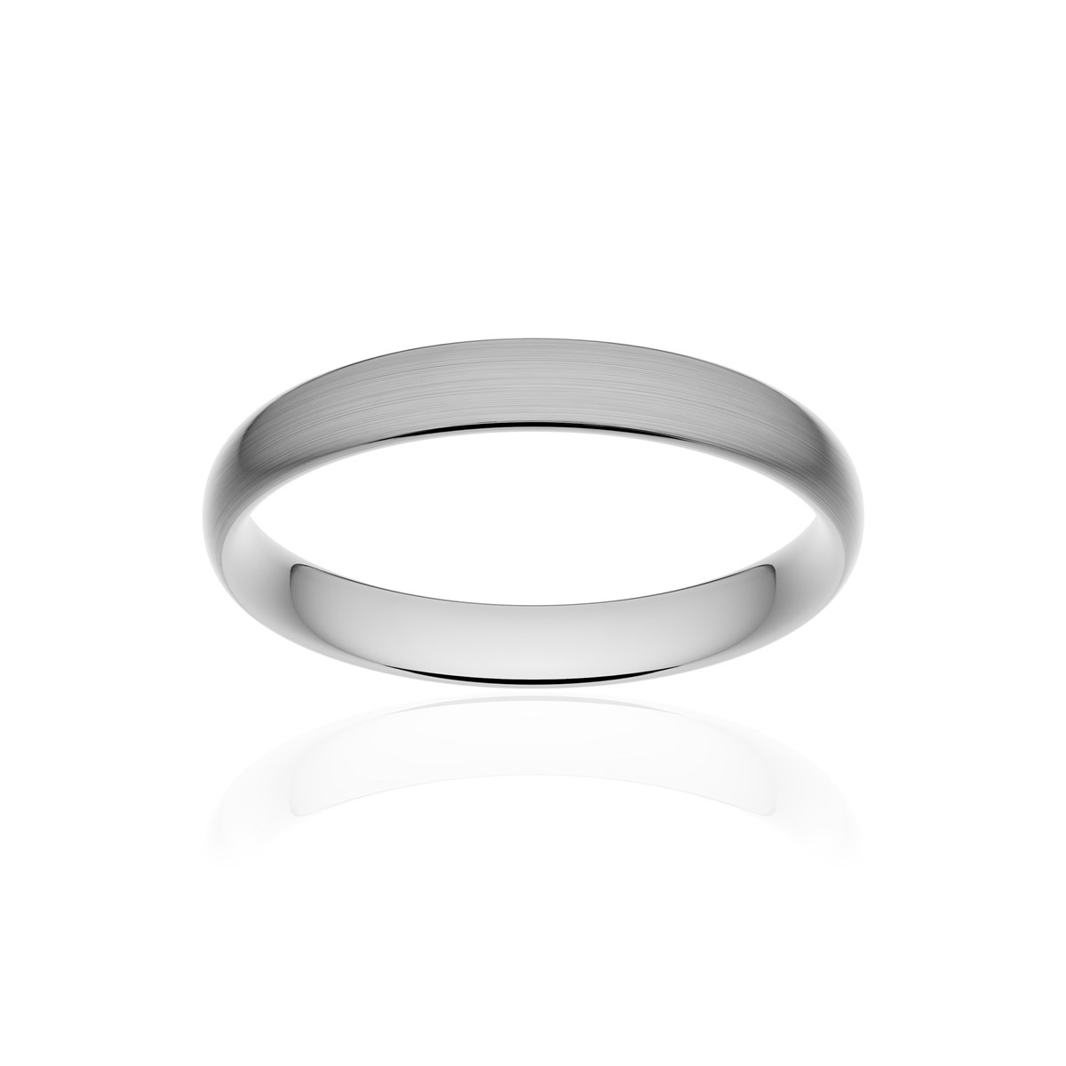 Alliance or 750 blanc brossé demi-jonc confort 3,5mm