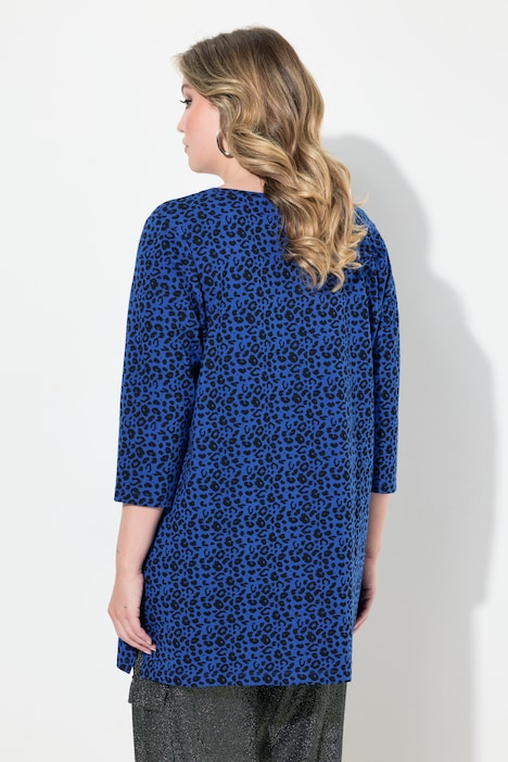 Longshirt, Leomuster, Glitzer-Statement, 3/4-Ärmel