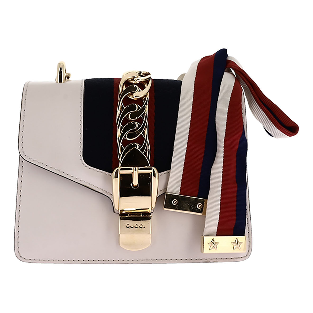 Gucci Sac bandoulière Sylvie PM en Cuir écru - Très bon état - L.19 cm