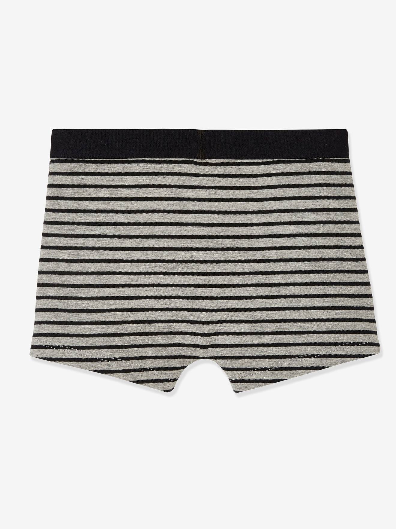 Pacote com 5 cuecas boxer cinza claro mesclado para meninos