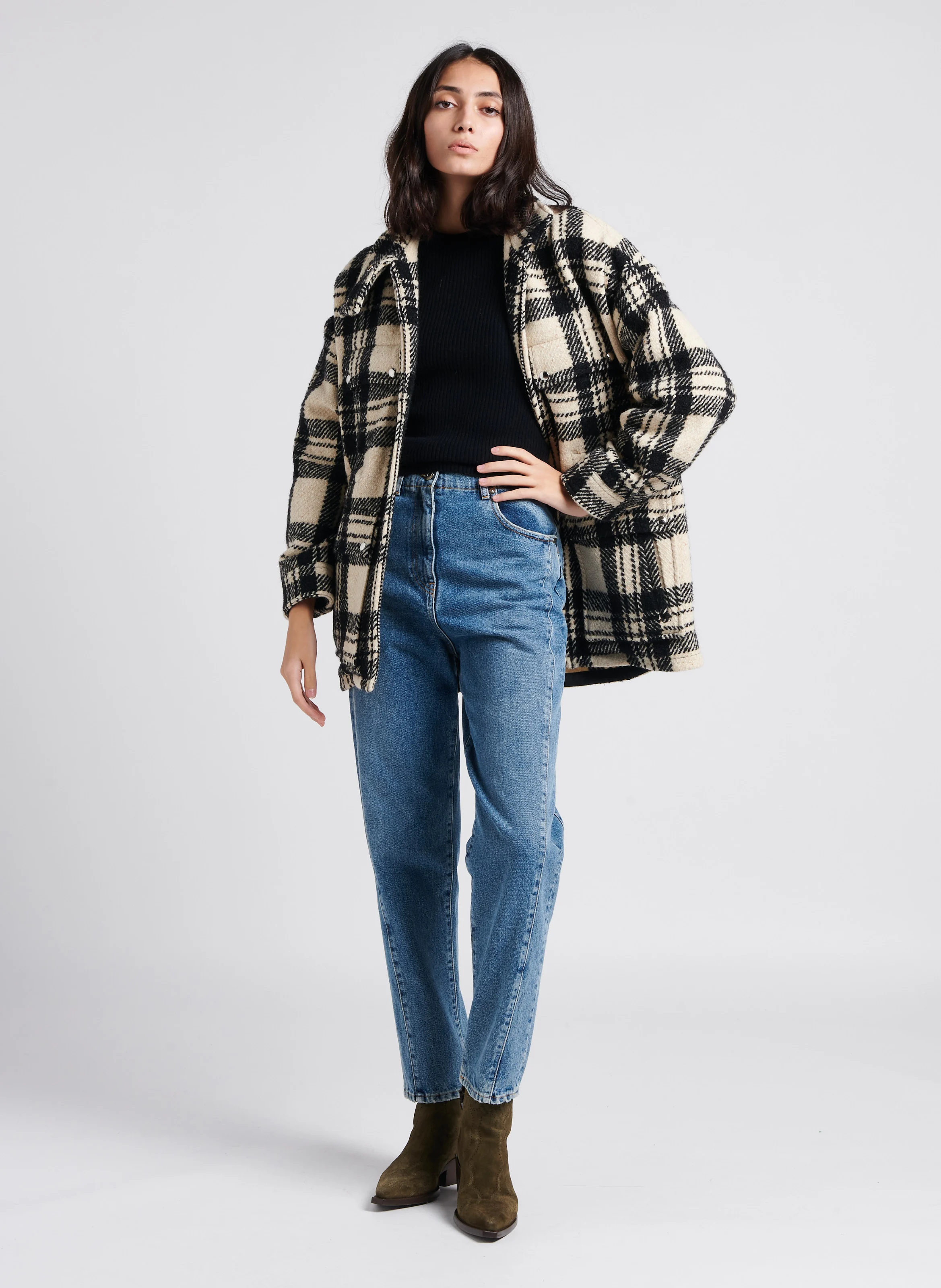 XANA - Manteau col montant en laine mélangée| Noir