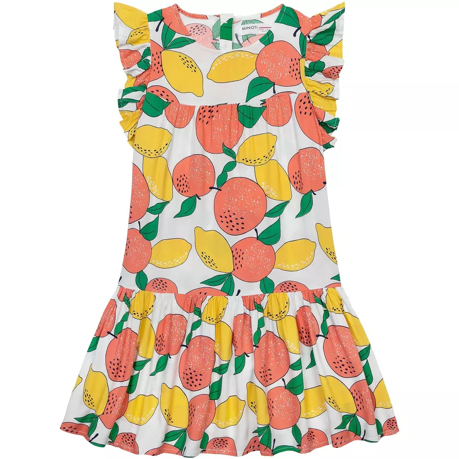 MINOTI Kleid mit Flügerärmeln WeißOrangeGelb