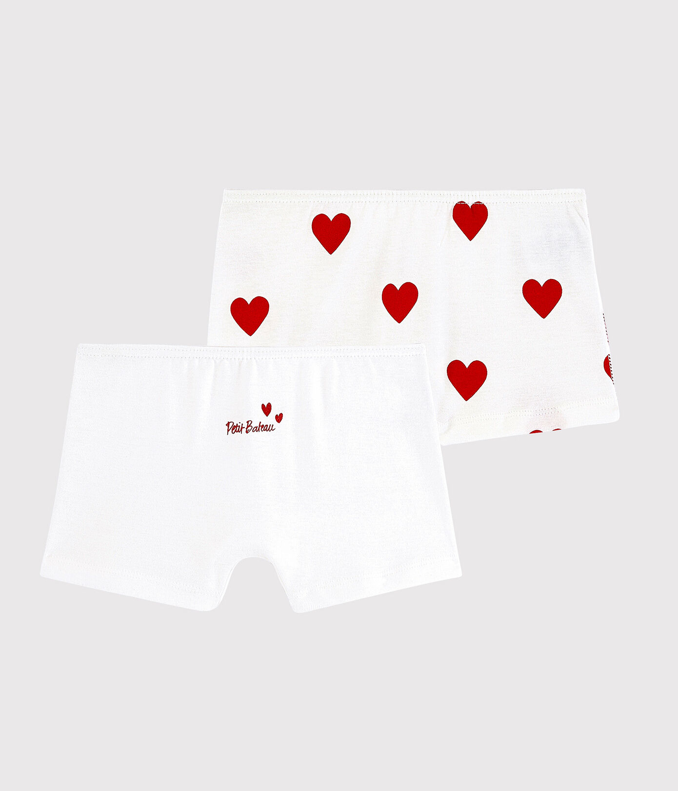 Lot de 2 shorties cœur petite fille en coton