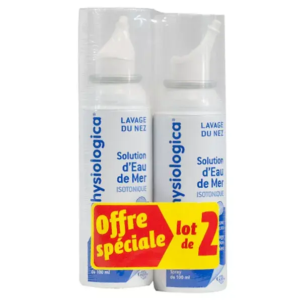 Spray de água do mar isotônica Gifrer Physiologica, pacote com 2 unidades de 100ml