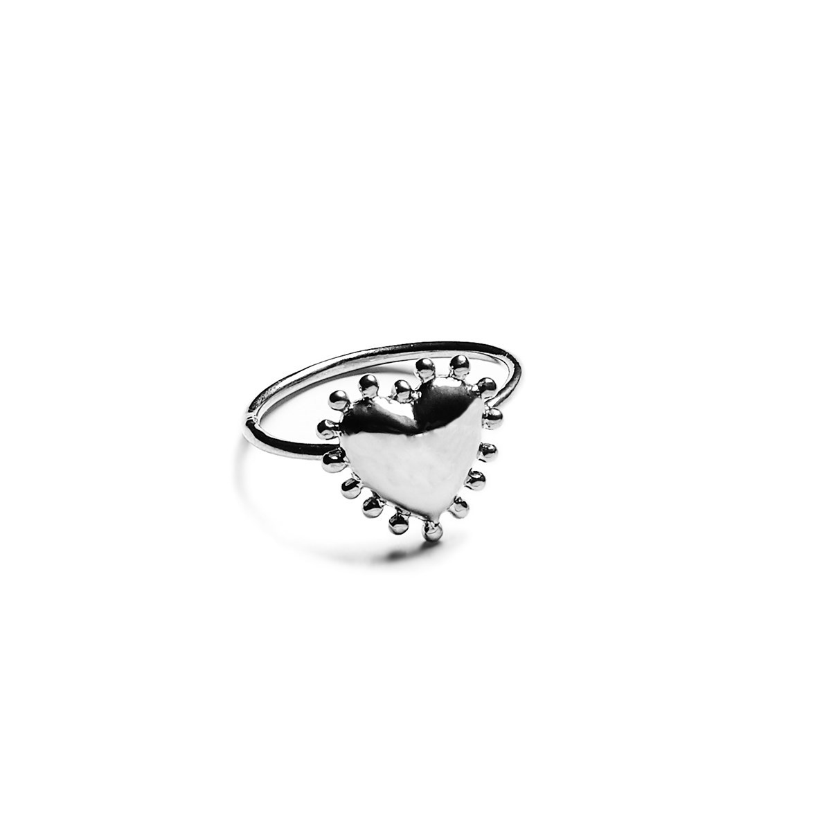 Bague coeur perlé en argent