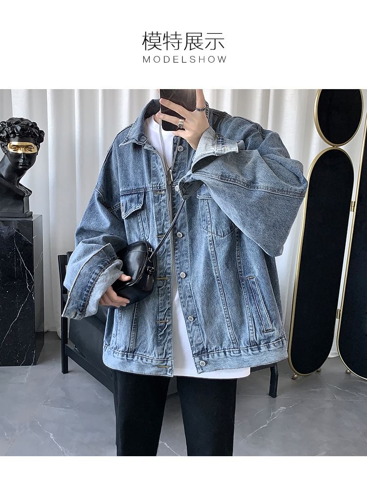 Adotuastic - Denim enkelrijsjas met zakdetail