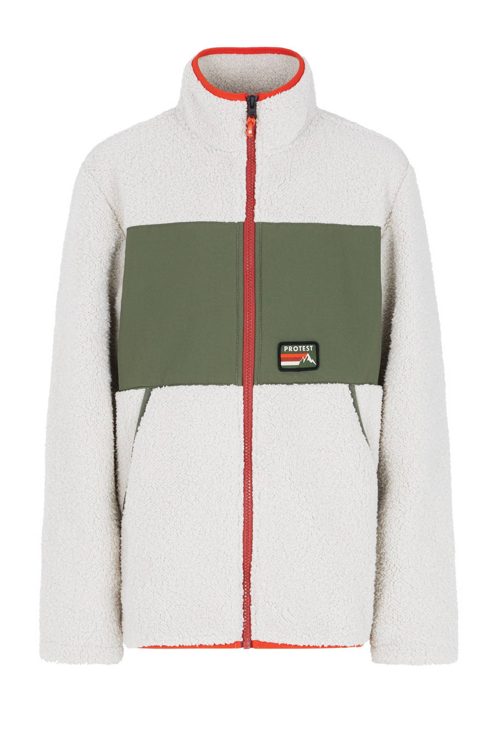 Protest fleece vest PRTBARTIS JR ecru/olijfgroen