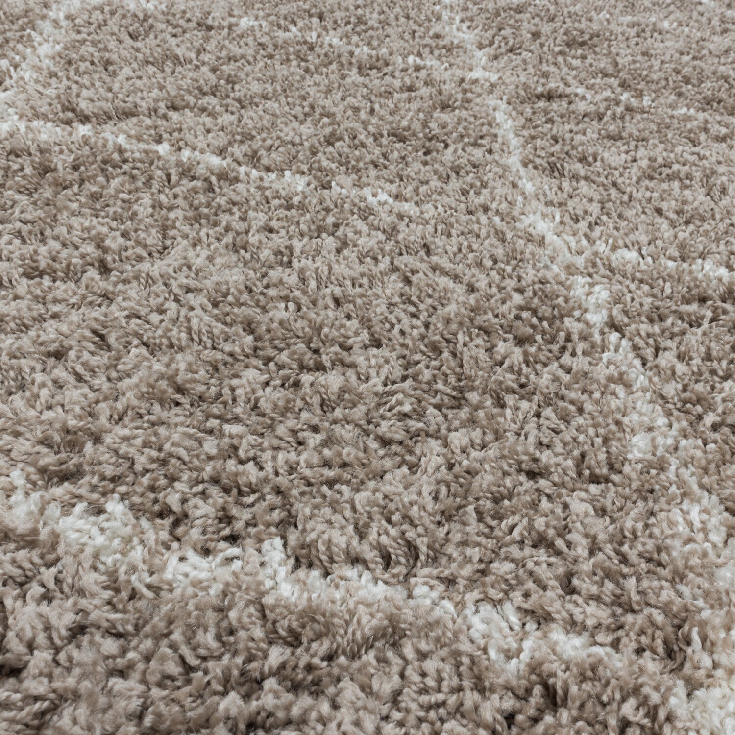 Moderner Hochflor Teppich, Skandinavischer Stil mit Rautenmuster, Shaggy Teppich