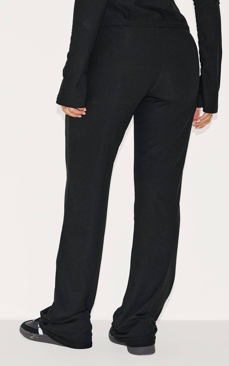 Noir Pantalon Droit À Effet Doux Co-ord Petite