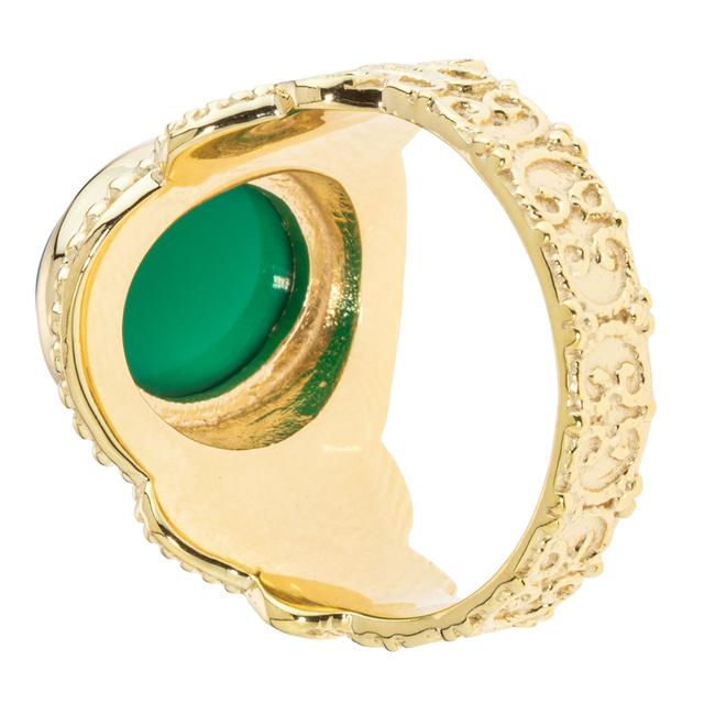 Band-Ring Chalzedon smaragdgrün, vergoldet