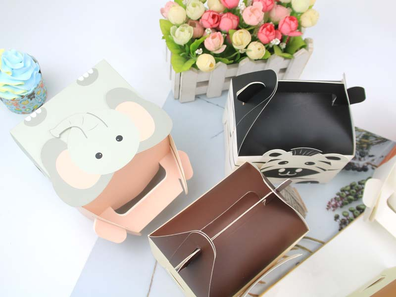 (6er Set) Papier Tüten Kinder Geschenktaschen Gift Box Geburtstags Mitbringsel - Tiere