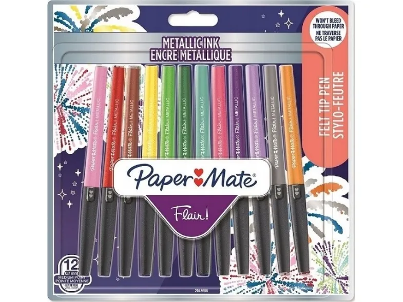 PAPER MATE Faserschreiber Flair 12er METALLIC M 0.7 mm Blister
