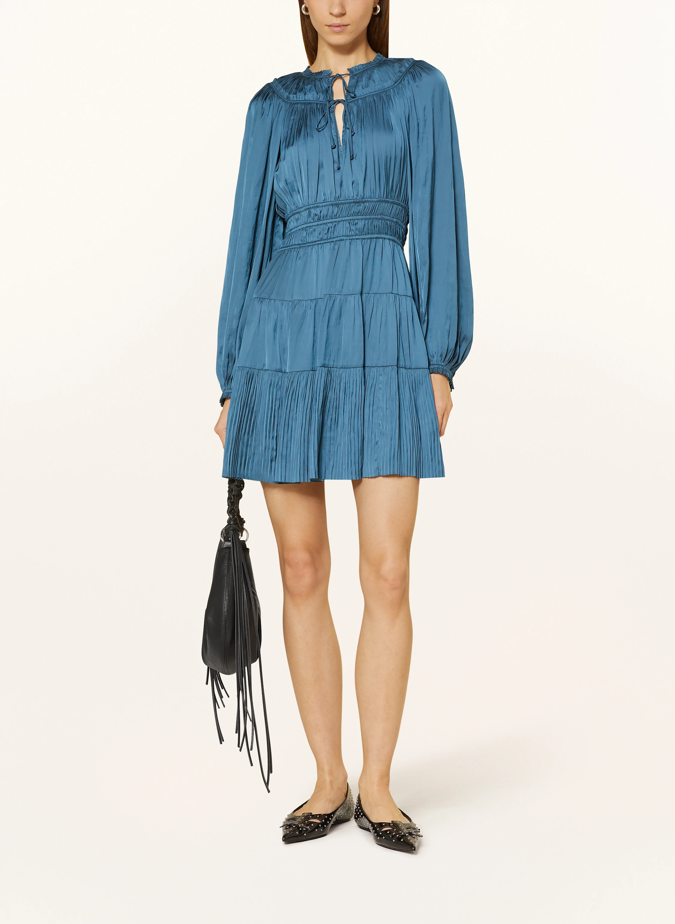 ULLA JOHNSON Plisseekleid KORI aus Satin