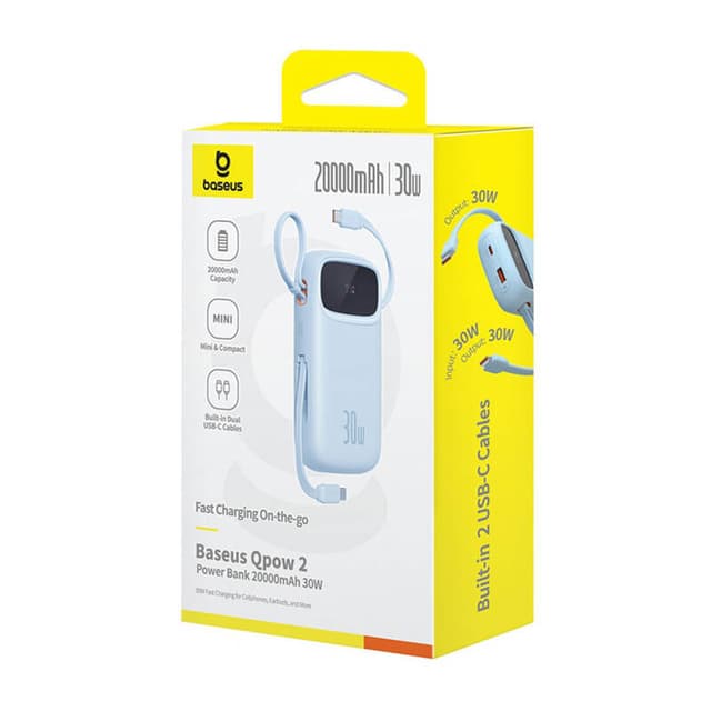 Powerbank Baseus QPow2 20000mAh 30W 2xUSB-C (blå)