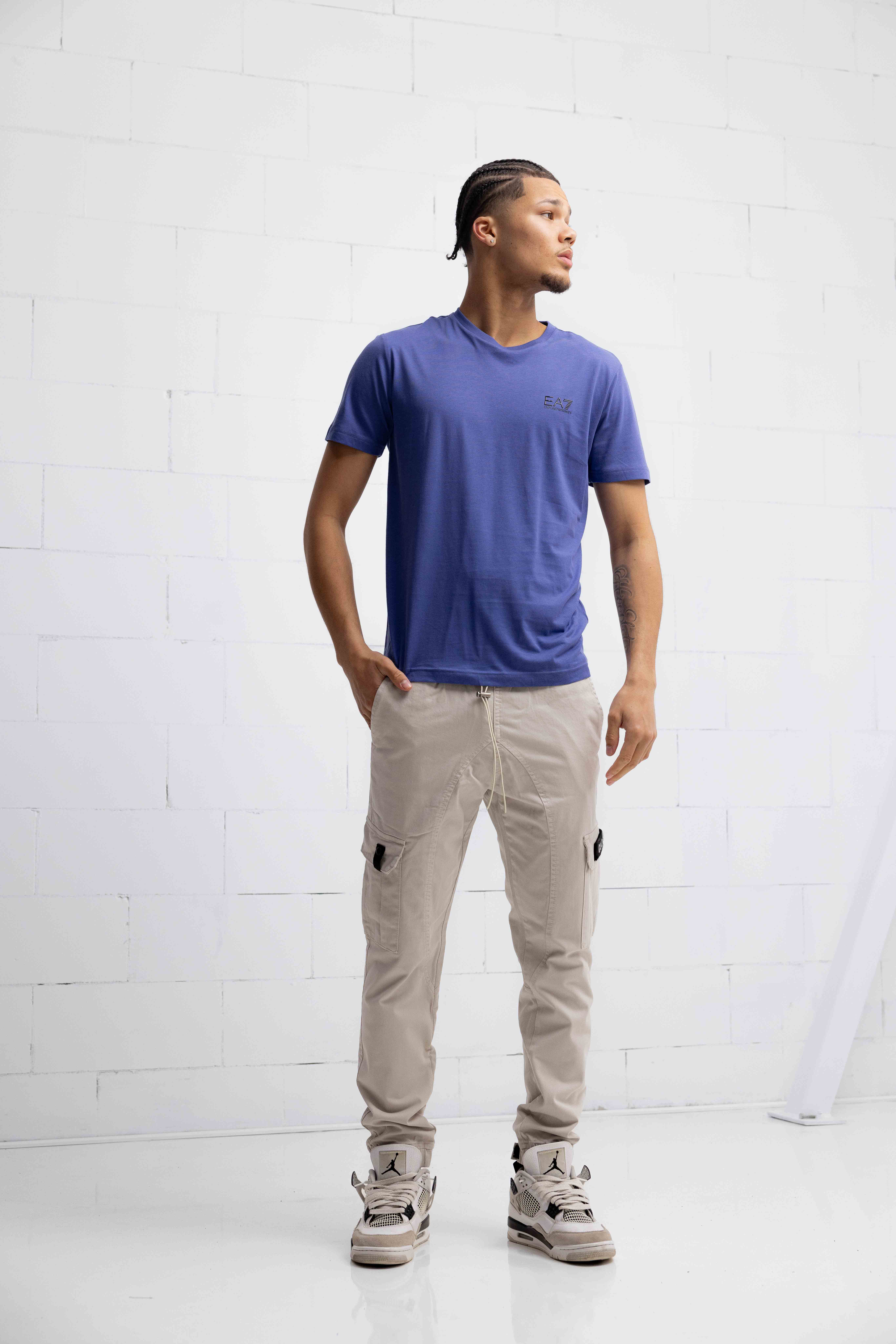 EA7 Emporio Armani Basic Logo T-Shirt Heren Blauw