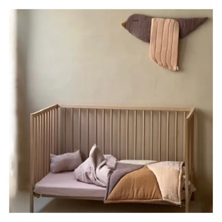 Ila y Ela Oiseau décoratif en lin | Corail