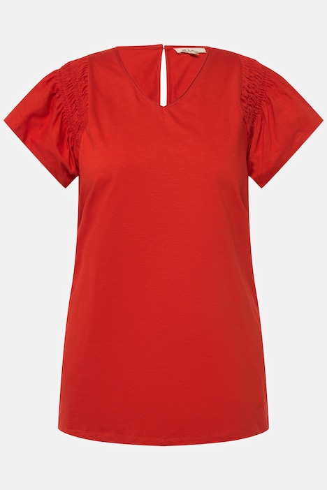 T-Shirt, A-Linie, V-Ausschnitt, Halbarm, Biobaumwolle
