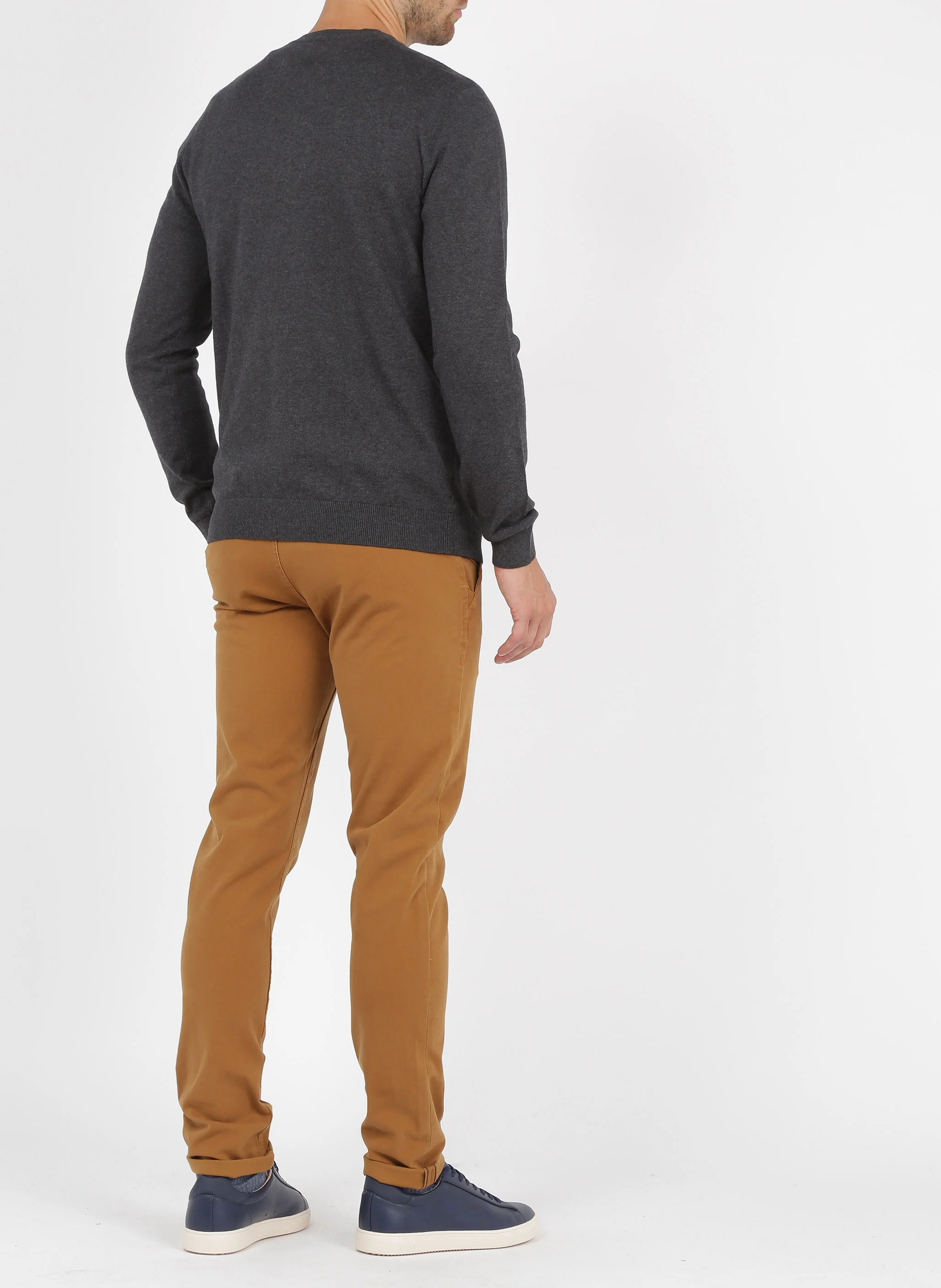 Pull col rond regular-fit en coton | Gris