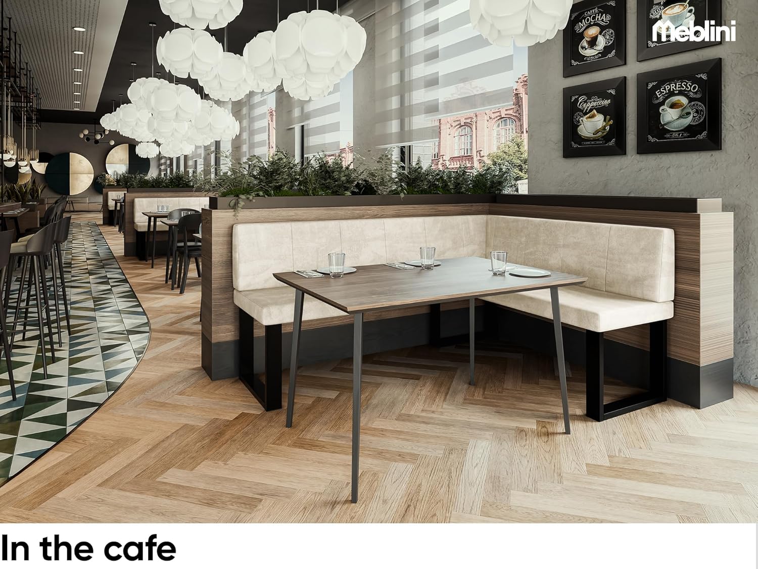 MEBLINI Eckbank für Esszimmer - Küchenbank - Essecke - Sitzecke Küche - Peter - U-Beine 128x168x87cm Rechts - Creme Samt