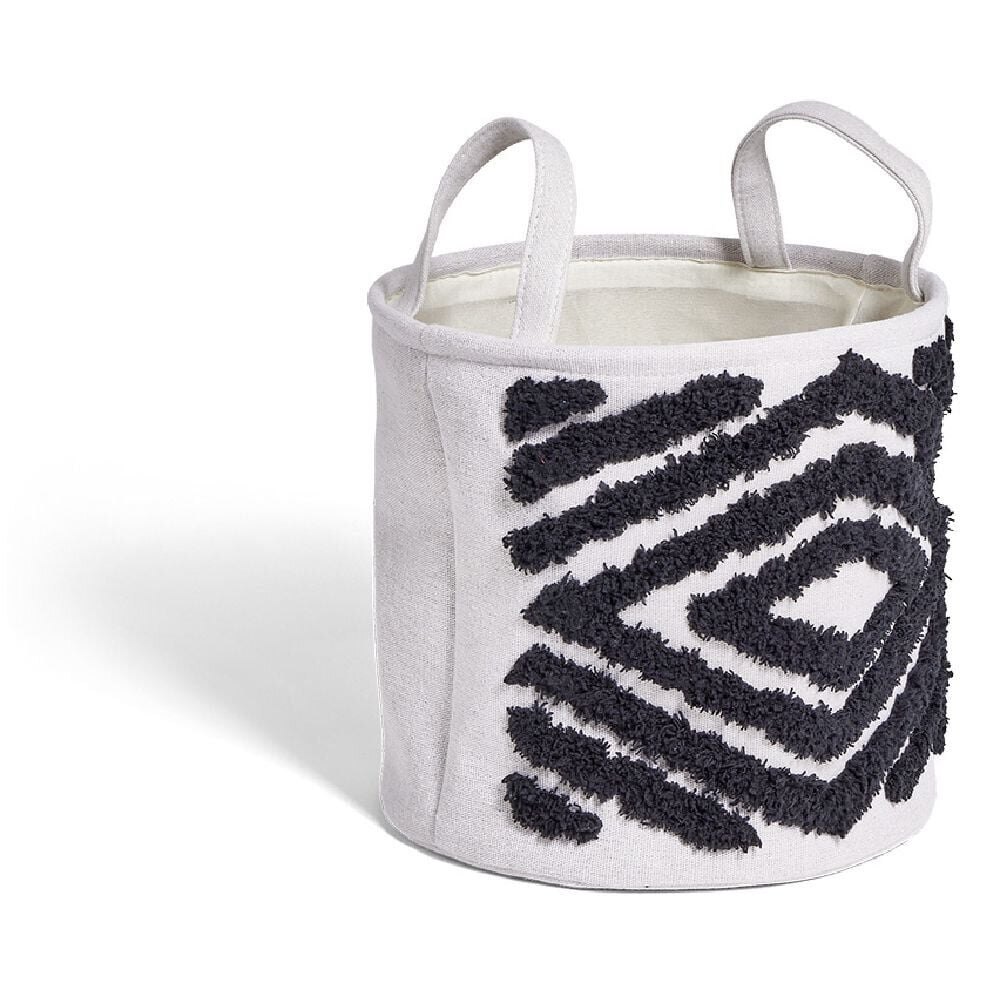 Panière tuftée Ø26xH24cm blanc et noir