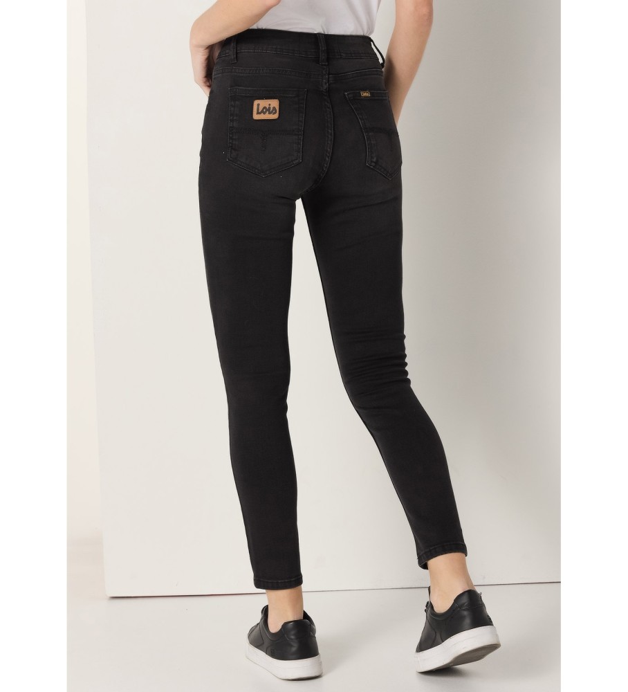 Calça jeans skinny de cintura baixa Lois Jeans, preta.