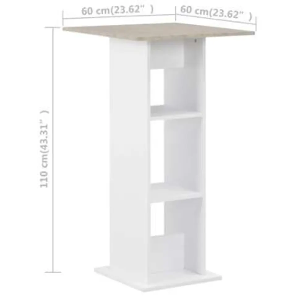 vidaXL - Bartafel - Wit - Bewerkt hout