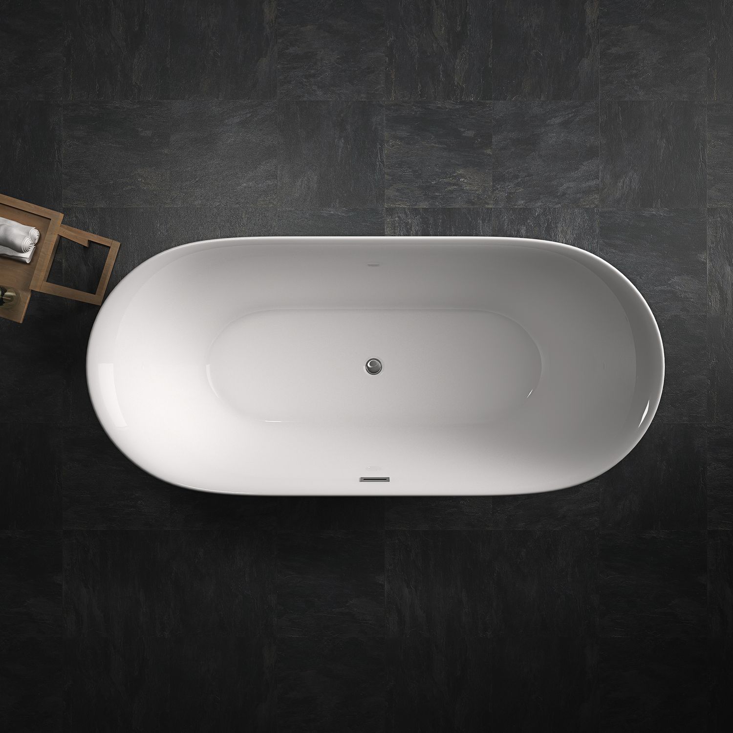 TroniTechnik® Freistehende Badewanne SIFNOS Maße ca. 170 x 80 x 58cm Wanne - Füllmenge 195 Liter, aus Acryl mit Siphon
