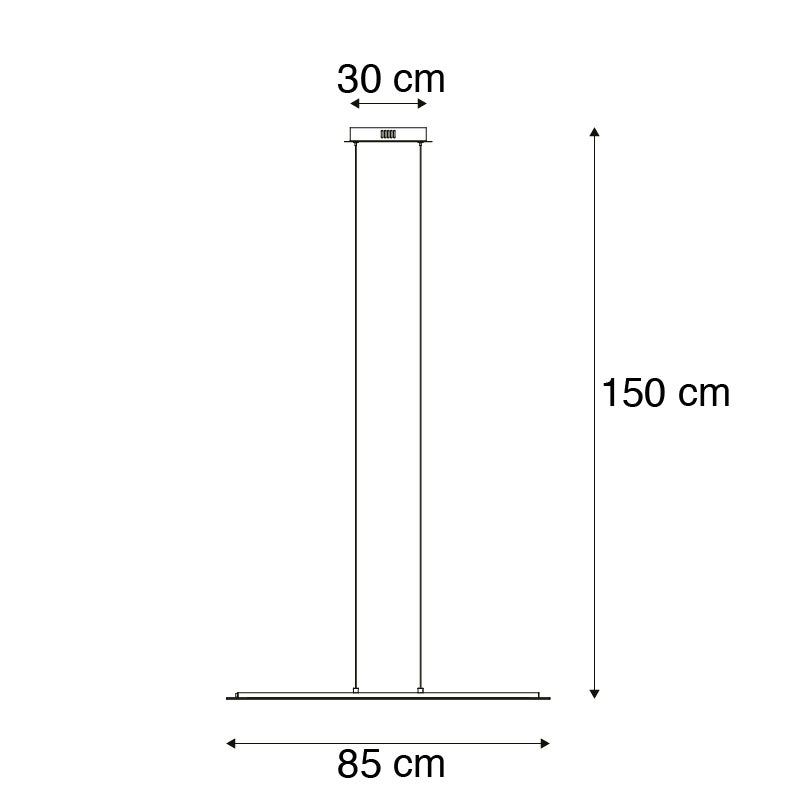 Hanglamp van staal met glasplaat, inclusief LED met touchdimmer - Platina