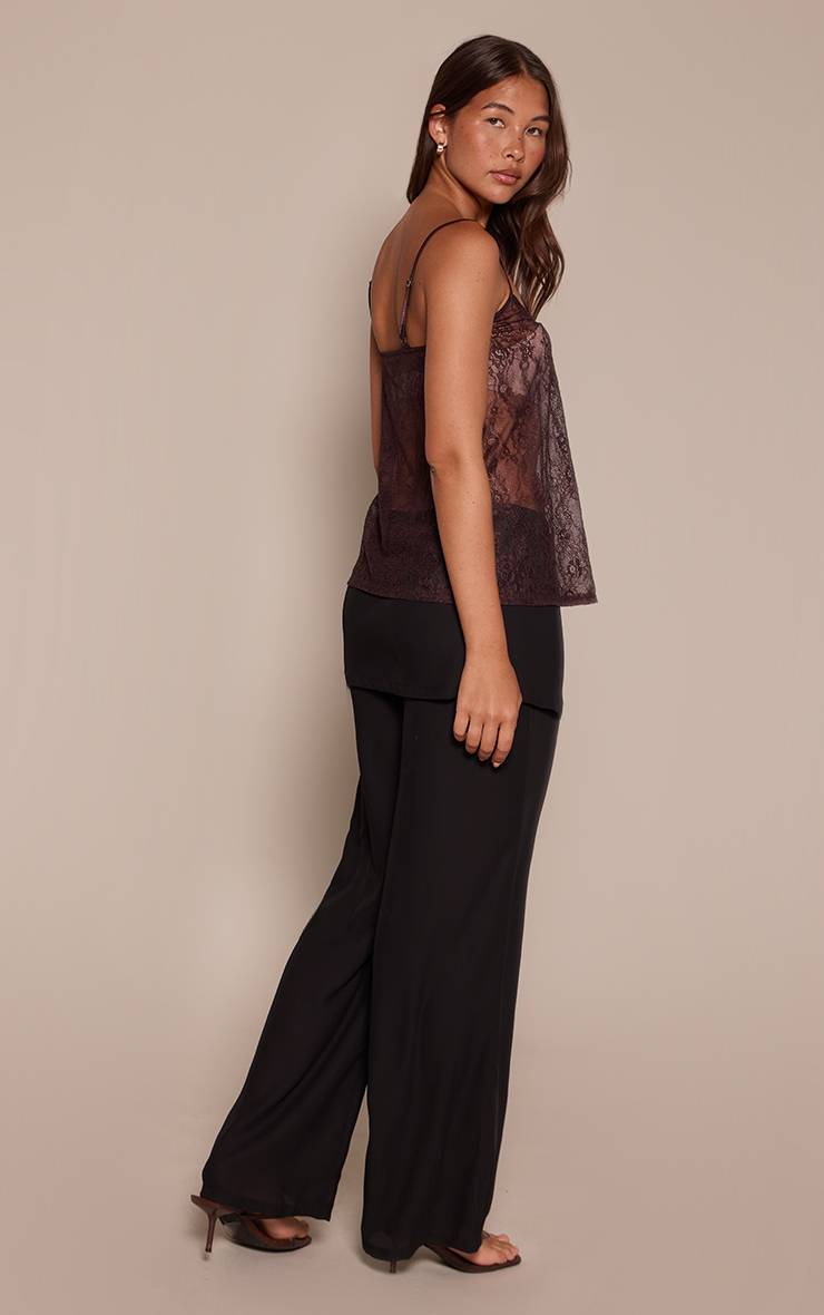 Noir Pantalon En Mousseline Avec Superposition Nouée Et Drapé