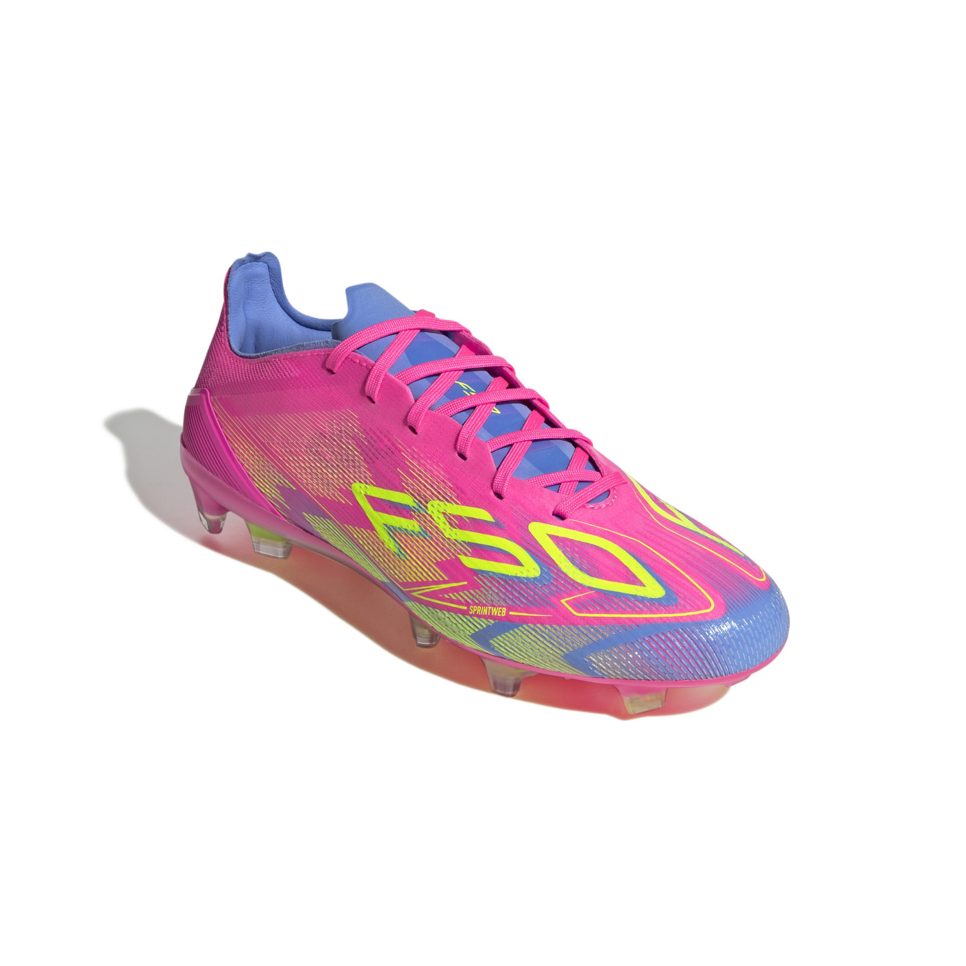 Adidas F50 Pro Gras Voetbalschoenen (FG) Roze Neongeel Blauw