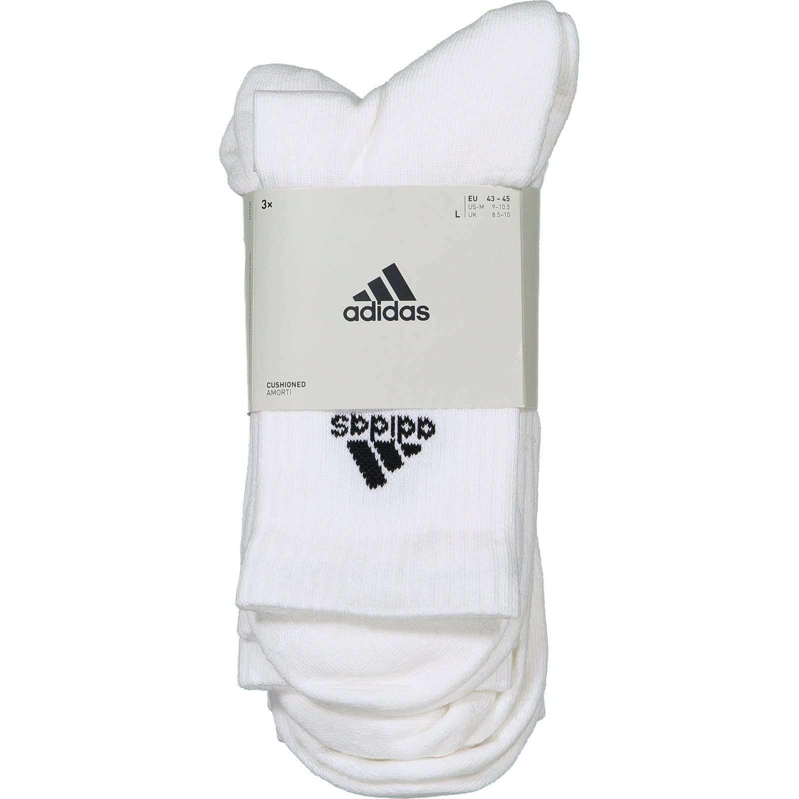 Adidas Sportsocken Cushioned, 3 Paar 43-45, weiss