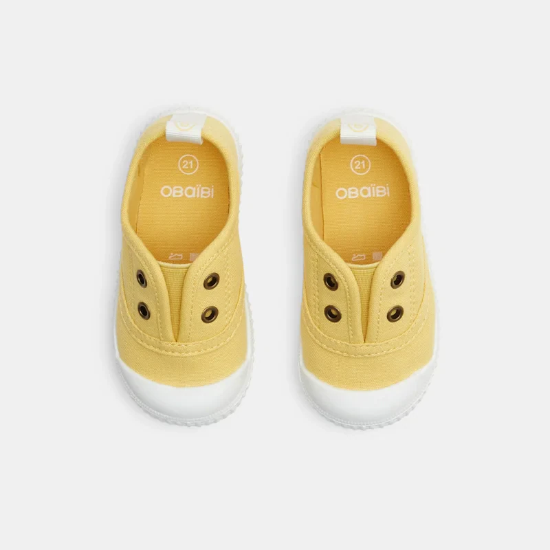 Tennis toile sans lacets jaunes bébé garçon Jaune