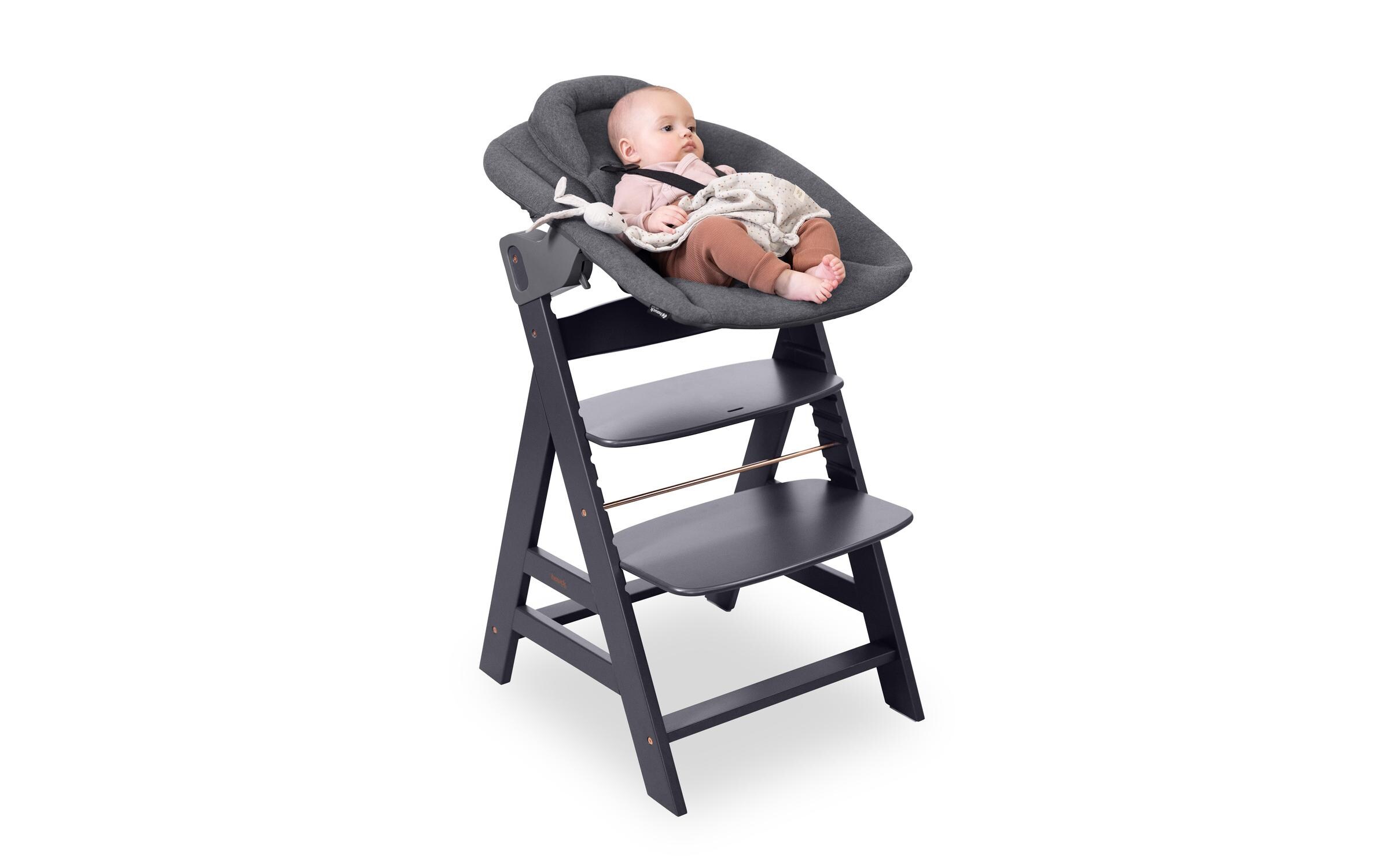 Hochstuhlaufsatz Alpha Bouncer Premium Dark Grey2in1: Babywippe und Aufsatz für Hauck Hochstuhl