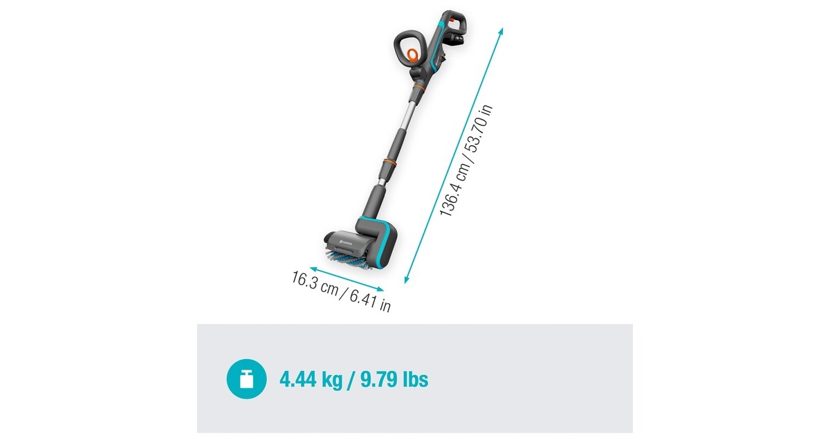 GARDENAAccu-multireiniger AquaBrush Patio 03/18V P4A set vloerreiniger  (Grijs/turquoise, 14841-20)