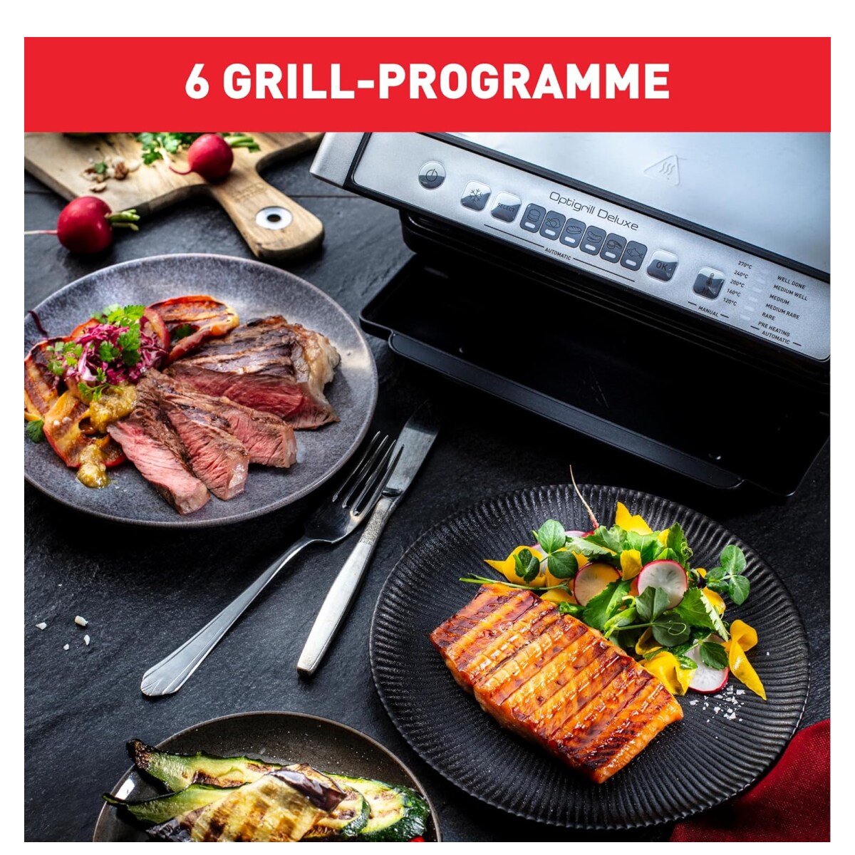 Tefal GC707D OptiGrill DeLuxe, Kontaktgrill