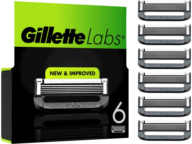 Gillette Rasierklingen GilletteLabs 6 Stück Ersatzklingen für Männer für optimale Rasurqualität