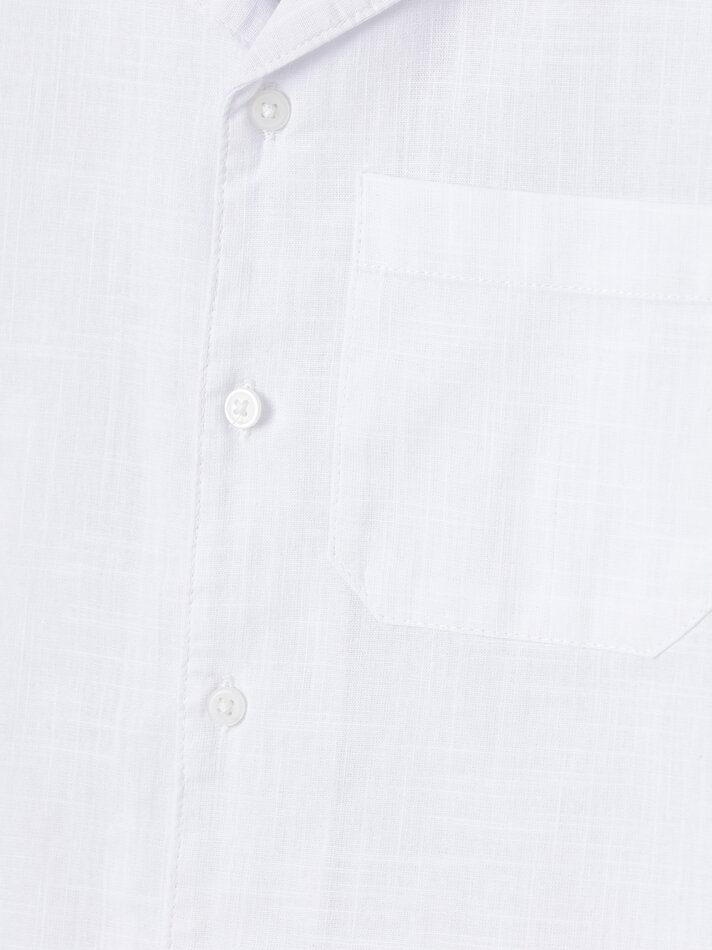 Camisa de manga curta em algodão e linho - Branca