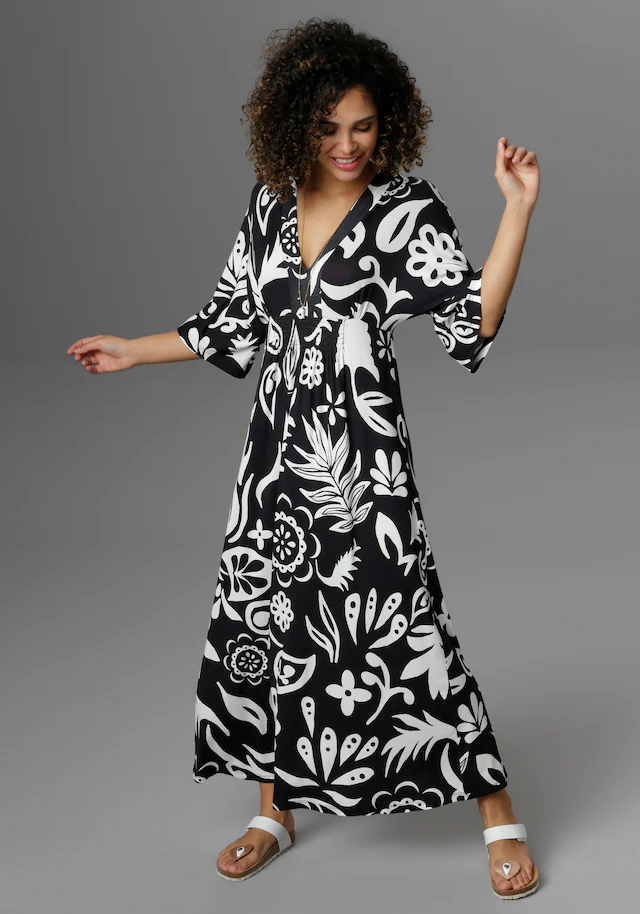 Aniston SELECTED Maxikleid mit weiten, 3/4-langen Ärmeln