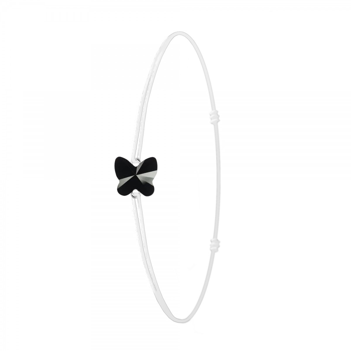 Bracelet papillon élastique blanc SC Crystal orné d'un Cristal scintillant
