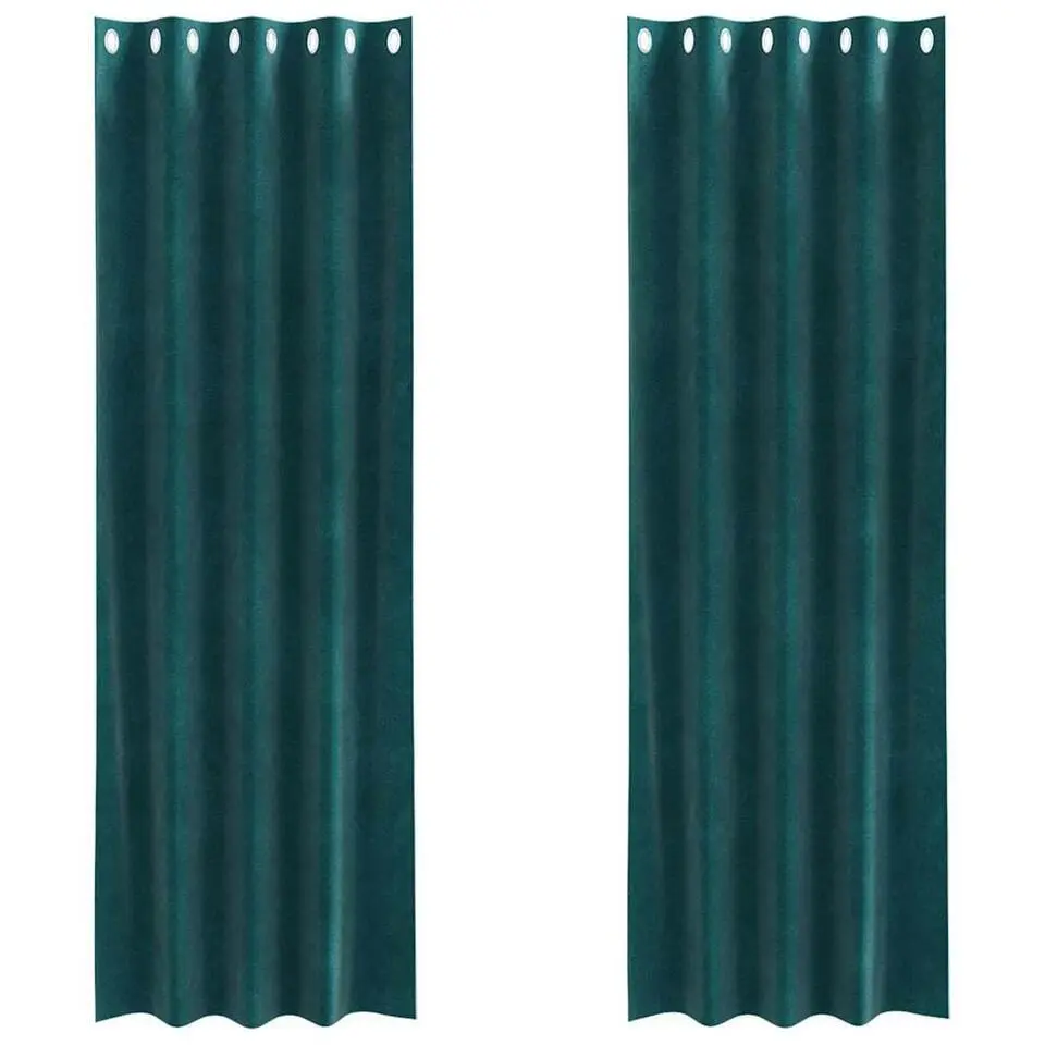 vidaXL Gordijnen met ringen - Donkergroen - 140x245 cm - Fluweel - 2 Stuks