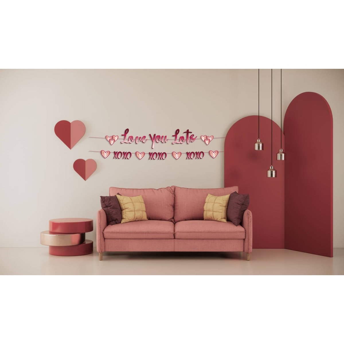 Rood Roze Letterslinger Love You Lots 1,50m 2st